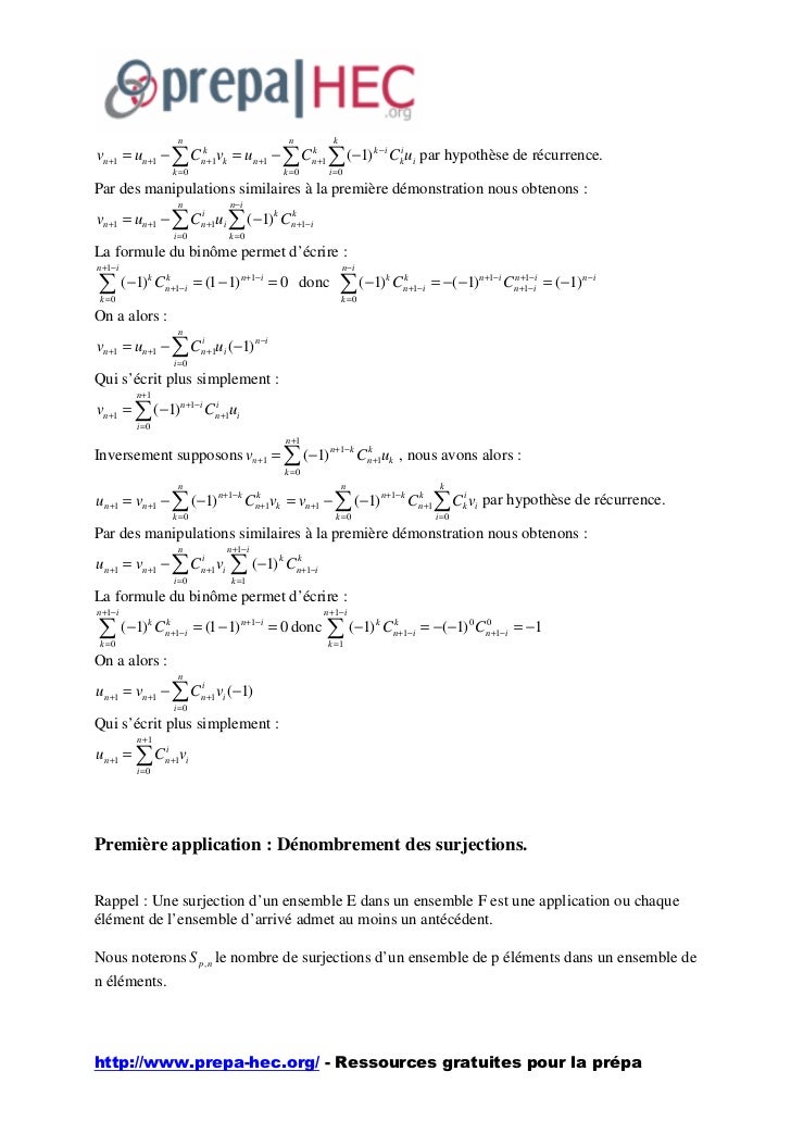 Mathématiques Formule d'inversion de Pascal