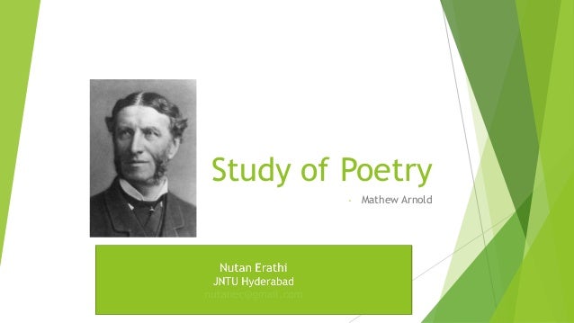 Mathew Arnold Study Of Poetry