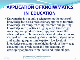 Know Matics Mathew's Theories of Knowledge - Applications in Education ...