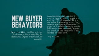 New Buyer
Behaviors
heu· ris· tic: Enabling a person
to discover or learn something for
themselves. Digital experiences ar...