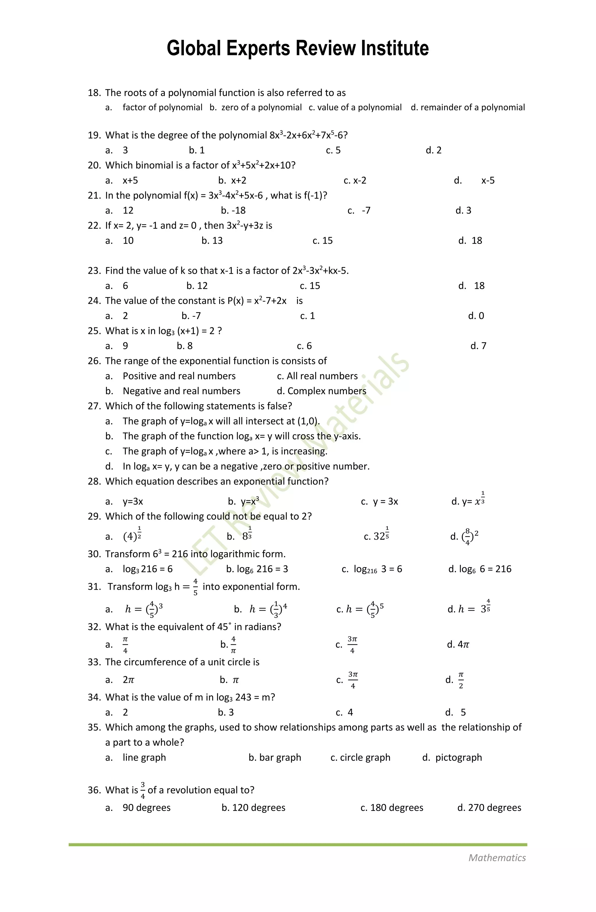 Math exercises | PDF