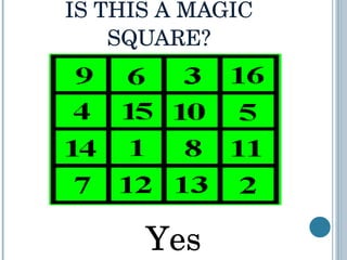 IS THIS A MAGIC SQUARE? Yes 