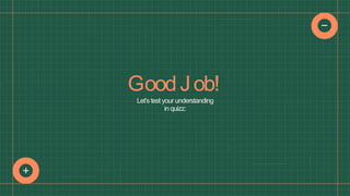Let’s test your understanding
in quizz:
GoodJob!
 
