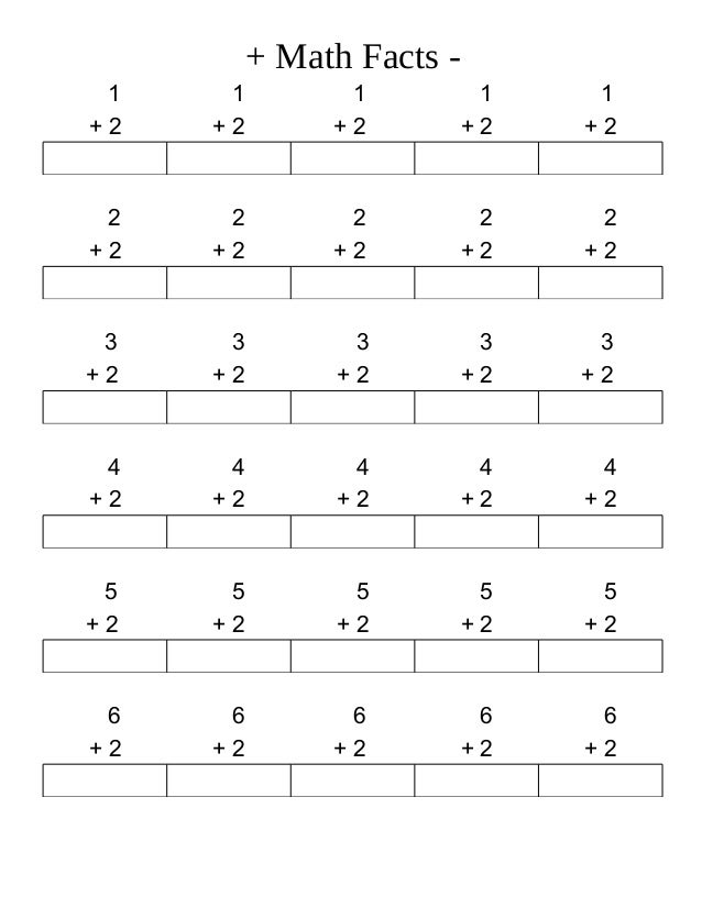 Math facts adding 2