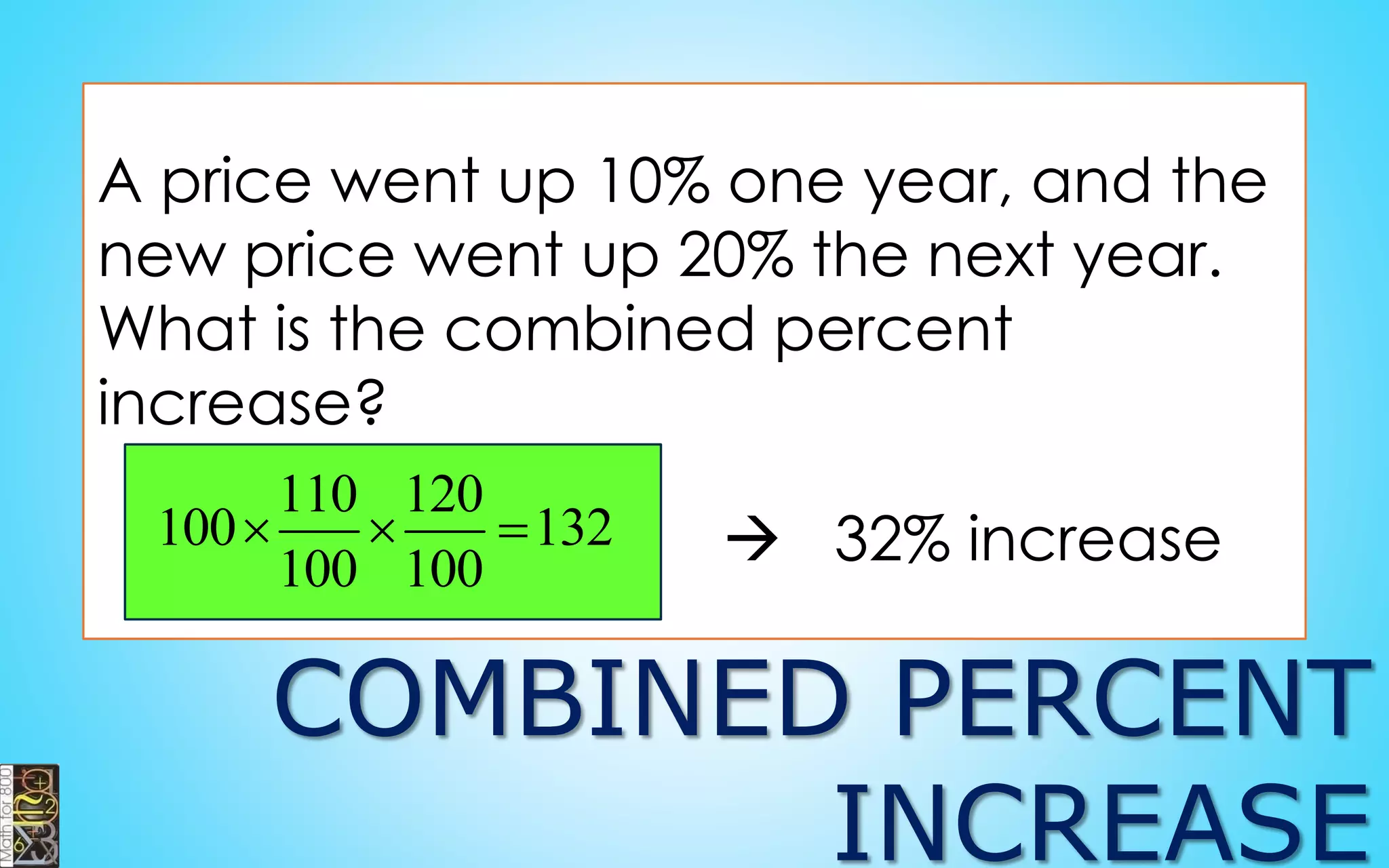 PERCENTS
Percent means
hundredths or
number out of
100.
%
100
1
1%
100
2
2%
100
20
20%
100
n
n 



 