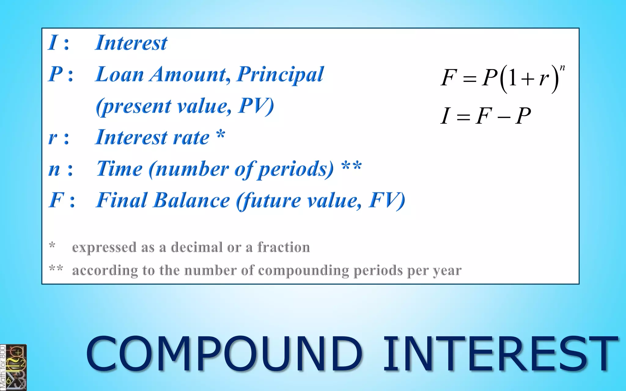 PERCENT INCREASE
The price of a tour goes up from
$80 to $100. What is the percent
increase?
20
100% 25%
80
Percent increase   
 