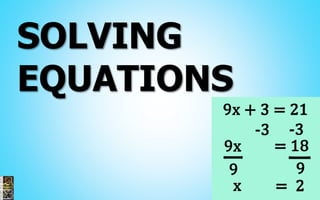 SOLVING
EQUATIONS
 