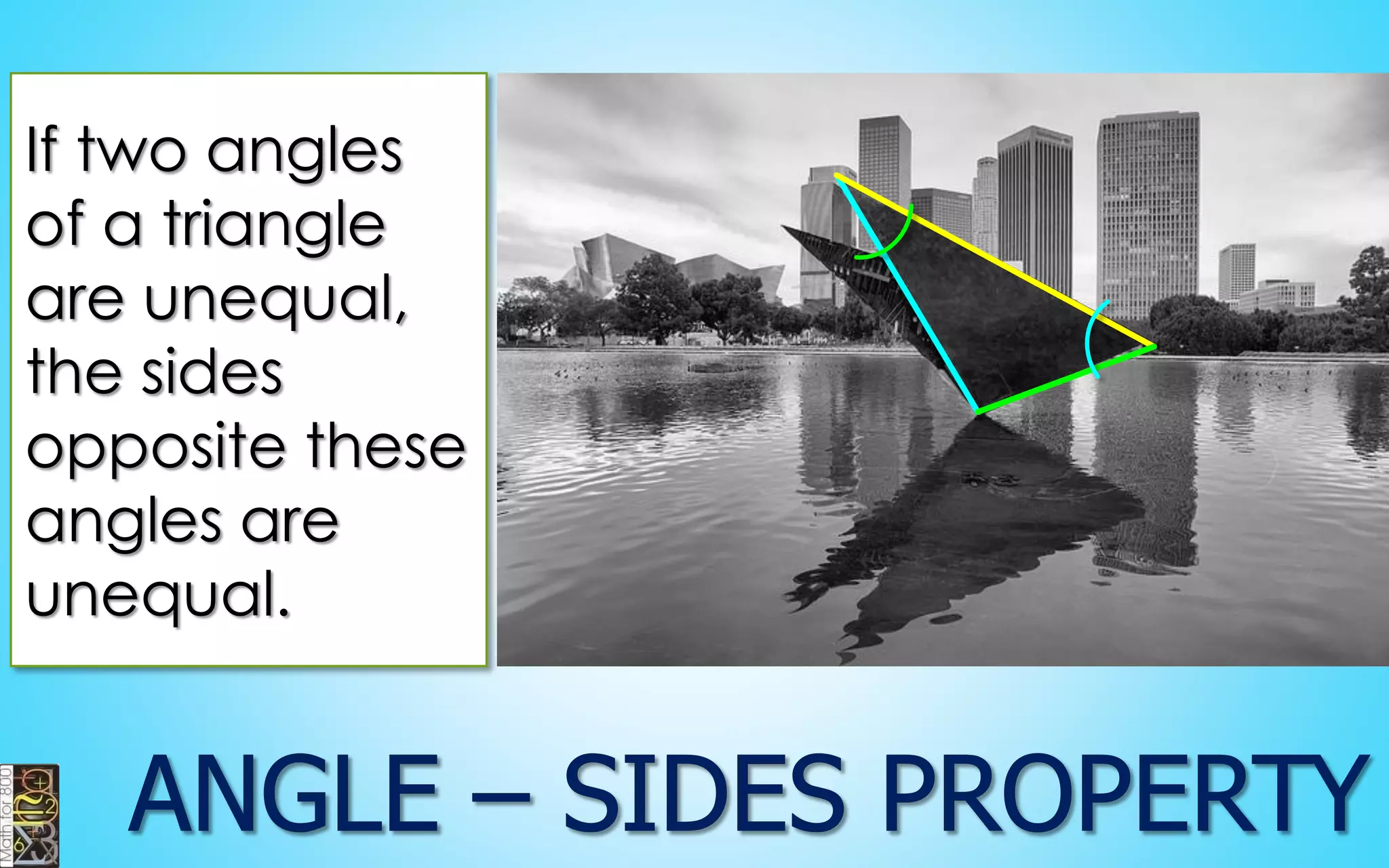 If two angles of a triangle are unequal, the sides opposite these angles are unequal.  