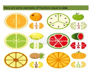 Here are some examples of fractions equal to one. 
 