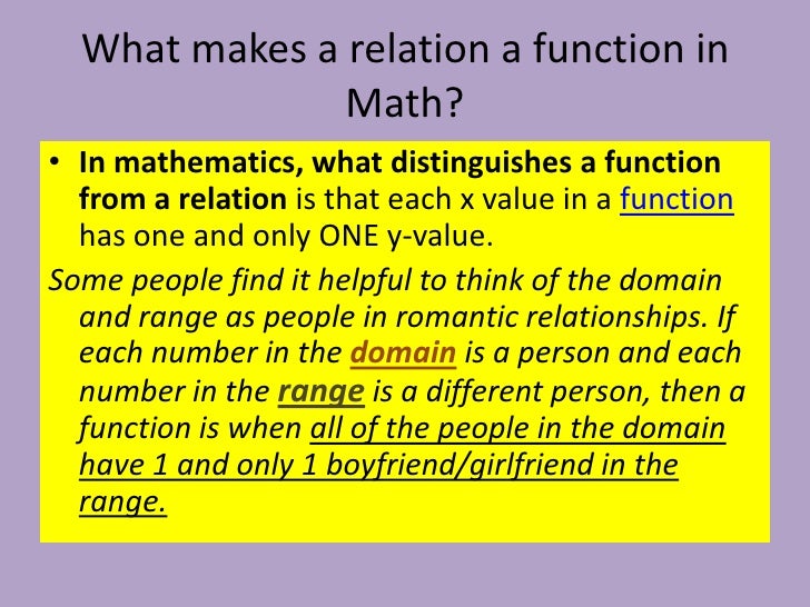 what is the function of the This seems like an odd definition but we’ll need it for the definition of a function (which is the main topic of this section) however, before we actually give the definition of a function let’s see if we can get a handle on just what a relation is. what is the function of the This seems like an odd definition but we’ll need it for the definition of a function (which is the main topic of this section) however, before we actually give the definition of a function let’s see if we can get a handle on just what a relation is.