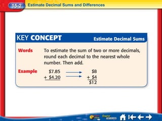 15-2   Estimate Decimal Sums and Differences
 