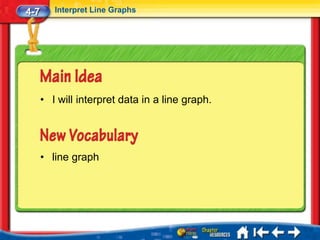 4-7      Interpret Line Graphs




      • I will interpret data in a line graph.




      • line graph
 