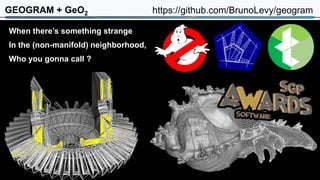 Lévy, Li, Borgese On Mesh Intersection
102/∞
When there’s something strange
In the (non-manifold) neighborhood,
Who you gonna call ?
GEOGRAM + GeO2 https://github.com/BrunoLevy/geogram
 