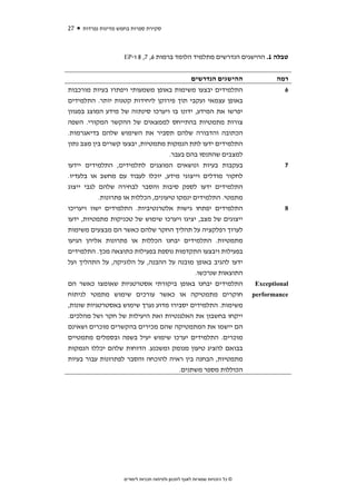 ‫72‬   ‫סקירת ספרות בחמש מדינות נפרדות‬



                    ‫טבלה 1. ההישגים הנדרשים מתלמיד הלומד ברמות 6, 7, 8 ו-‪EP‬‬


                                                     ‫ההישגים הנדרשים‬                ‫רמה‬
‫התלמידים יבצעו משימות באופן משמעותי ויפתרו בעיות מורכבות‬                               ‫6‬
‫באופן עצמאי ועקבי תוך פירוקן ליחידות קטנות יותר. התלמידים‬
‫יפרשו את המידע, ידונו בו ויערכו סינתזה של מידע המוצג במגוון‬
‫צורות מתמטיות בהתייחס לממצאים של ההקשר המקורי. השפה‬
‫הכתובה והדבורה שלהם תסביר את השימוש שלהם בדיאגרמות.‬
‫התלמידים ידעו לתת הנמקות מתמטיות, יבצעו קשרים בין מצב נתון‬
                                    ‫למצבים שהתנסו בהם בעבר.‬
‫בעקבות בעיות ונושאים המוצגים לתלמידים, התלמידים יידעו‬                                  ‫7‬
‫לחקור מודלים וייצוגי מידע, יוכלו לעבוד עם מחשב או בלעדיו.‬
‫התלמידים ידעו לספק סיבות והסבר לבחירה שלהם לגבי ייצוג‬
           ‫מתמטי. התלמידים ינמקו טיעונים, הכללות או פתרונות.‬
‫התלמידים יפתחו גישות אלטרנטיביות. התלמידים ישוו ויעריכו‬                                ‫8‬
‫ייצוגים של מצב, יציגו ויערכו שימוש של טכניקות מתמטיות, ידעו‬
‫לערוך רפלקציה על תהליך החקר שלהם כאשר הם מבצעים משימות‬
‫מתמטיות. התלמידים יבחנו הכללות או פתרונות אליהן הגיעו‬
‫בפעילות ויבצעו התקדמות נוספת בפעילות כתוצאה מכך. התלמידים‬
‫ידעו להגיב באופן מובנה על ההבנה, על הלוגיקה, על התהליך ועל‬
                                           ‫התוצאות שנרכשו.‬
‫התלמידים יבחנו באופן ביקורתי אסטרטגיות שאומצו כאשר הם‬                        ‫‪Exceptional‬‬
‫חוקרים מתמטיקה או כאשר עורכים שימוש מתמטי לניתוח‬                             ‫‪performance‬‬
‫משימות. התלמידים יסבירו מדוע נערך שימוש באסטרטגיות שונות,‬
‫ייקחו בחשבון את האלגנטיות ואת היעילות של חקר ושל מהלכים.‬
‫הם יישמו את המתמטיקה שהם מכירים בהקשרים מוכרים ושאינם‬
‫מוכרים. התלמידים יערכו שימוש יעיל בשפה ובסמלים מתמטיים‬
‫בבואם להציג טיעון מנומק ומשכנע. הדוחות שלהם יכללו הנמקות‬
‫מתמטיות, הבחנה בין ראיה להוכחה והסבר לפתרונות עבור בעיות‬
                                     ‫הכוללות מספר משתנים.‬




                    ‫© כל הזכויות שמורות לאגף לתכנון ולפיתוח תכניות לימודים‬
 