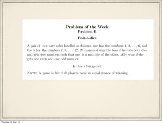 Thursday, 16 May, 13