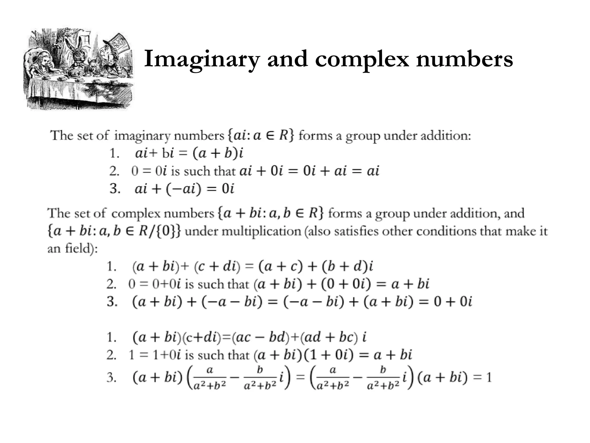 Imaginary and complex numbers
 