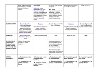 Math january 14 january 18 lesson plans functions