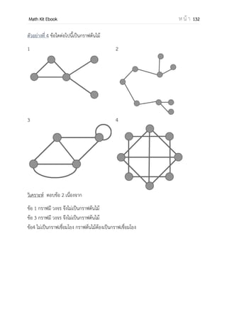 OpenPassorn Math Kit EBook ห น้ า 132
ตัวอย่างที่ 17 จงหาพจน์ที่ 7 ในการกระจาย (x
2
– )10
T7 = T6+1 =10
C6(x2
)4
(– )6
10
C4 x8
( )6
ตอบ 210
 