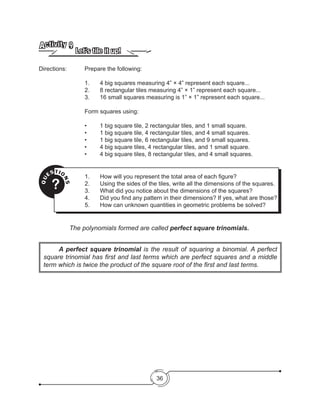 One Big Square Math Problem K to 12 - Grade 8 Math Learner Module | PDF