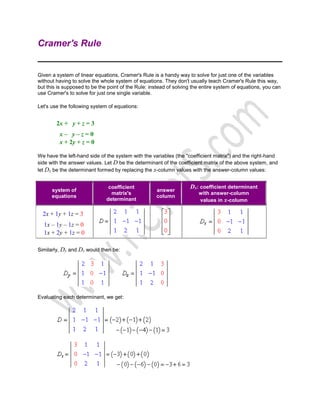 Math lecture 6 (System of Linear Equations) | PDF