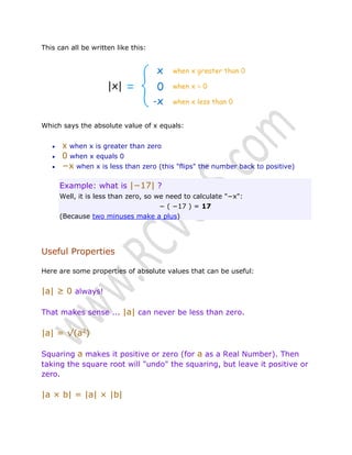 Math lecture 9 (Absolute Value in Algebra) | PDF