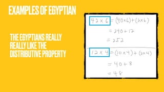 EXAMPLESOFEGYPTIAN
THEEGYPTIANSREALLY
REALLYLIKETHE
DISTRIBUTIVEPROPERTY
 