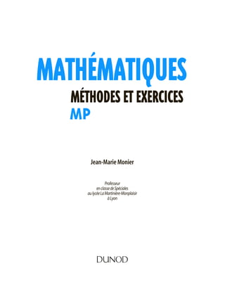 Mathématiques méthodes et exercices mp | PDF