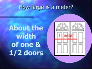 How large is a meter? About the width of one & 1/2 doors 1 meter 