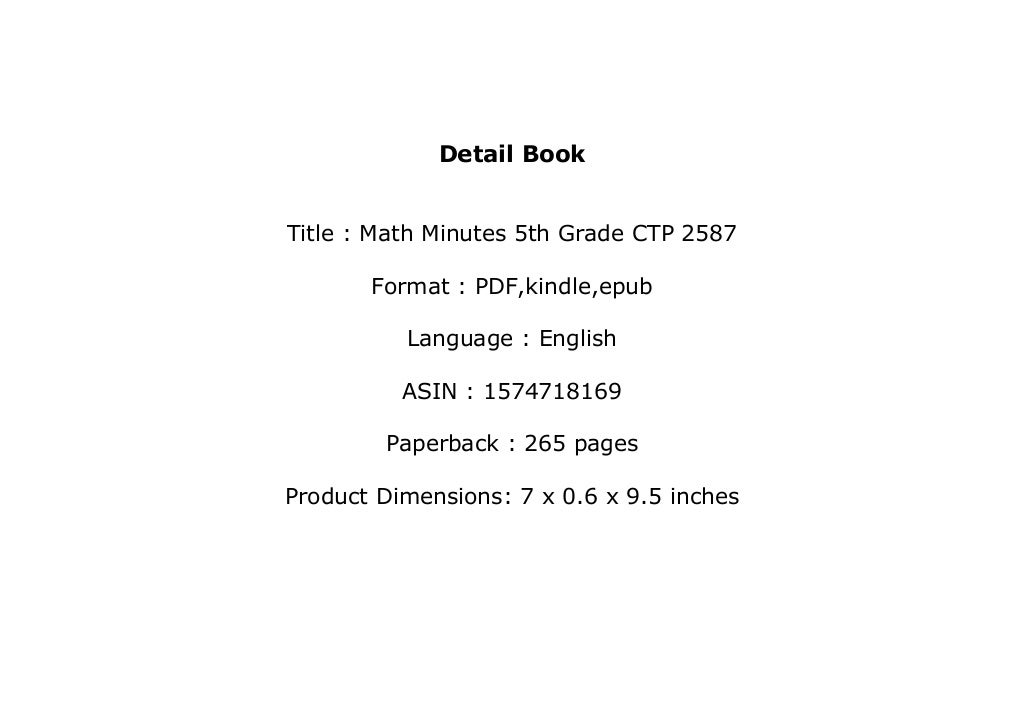 [E.P.U.B] Math Minutes 5th Grade CTP 2587 *online_books*