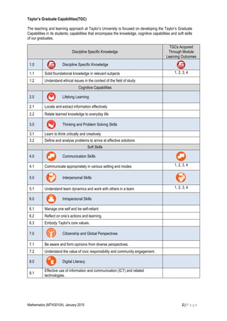 Maths module outline jan 2015 | PDF