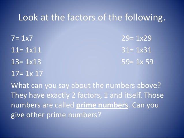 Factors, Multiples, Prime and Composite Numbers