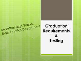 Graduation
Requirements
&
Testing
 