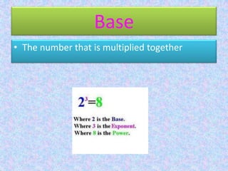 BaseThe number that is multiplied together