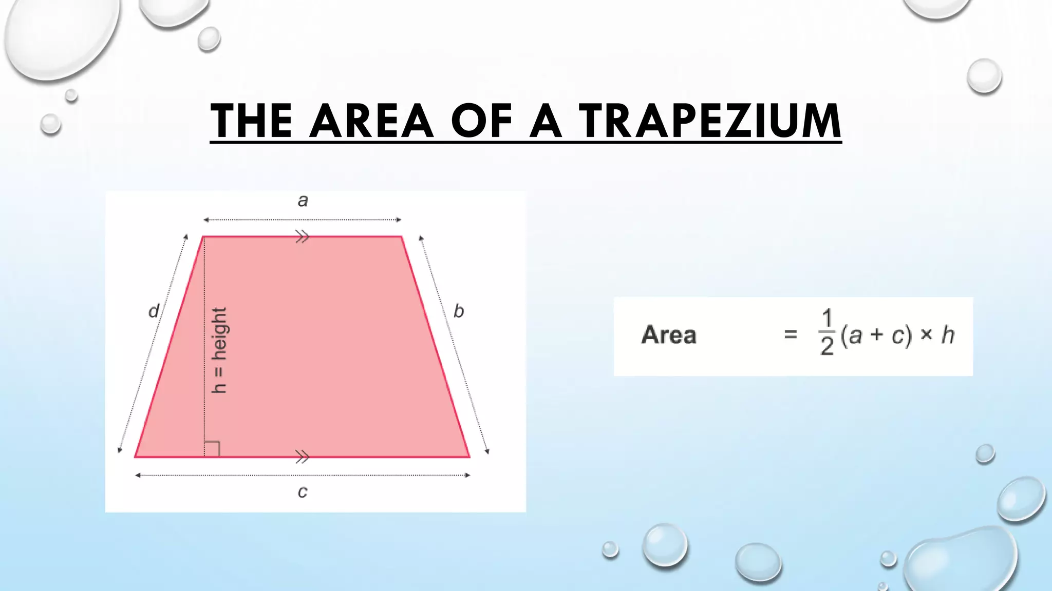 THE AREA OF A TRAPEZIUM
 
