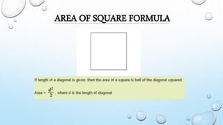 AREA OF SQUARE FORMULA
 