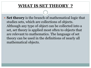 applications of set theory in economical problem | PPTX | Physics | Science