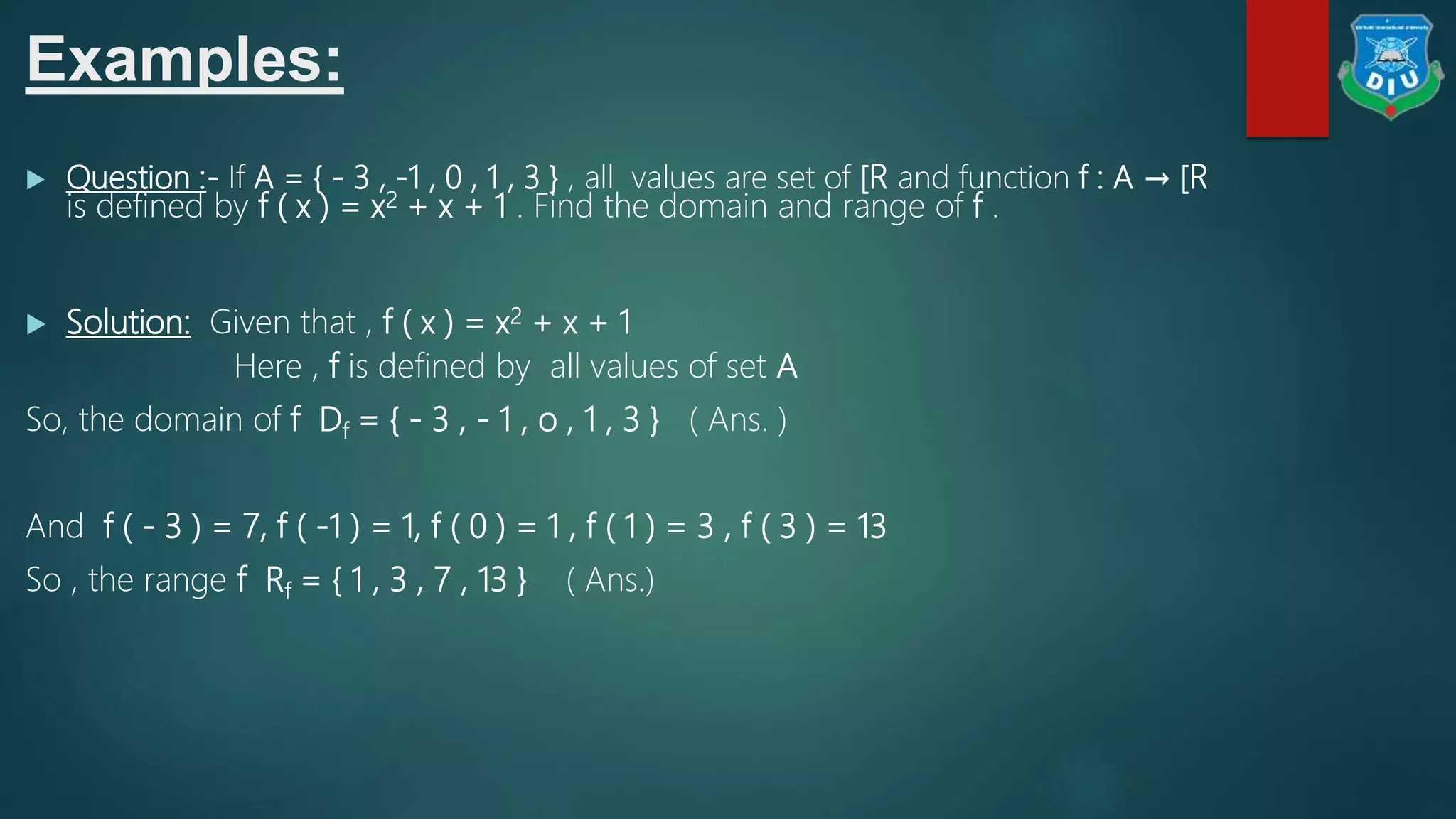 Math presentation on domain and range | PPTX