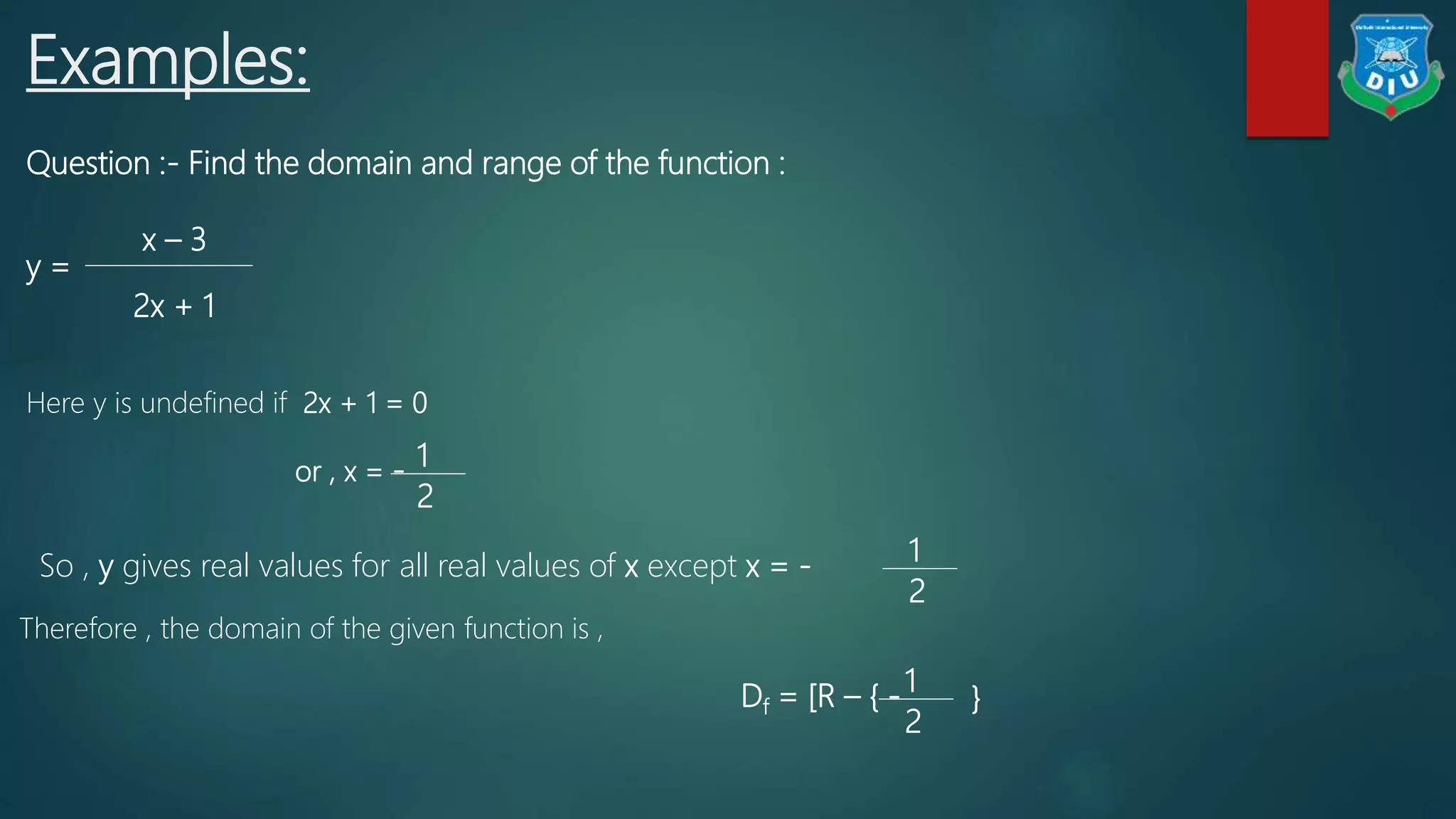 Math presentation on domain and range | PPTX
