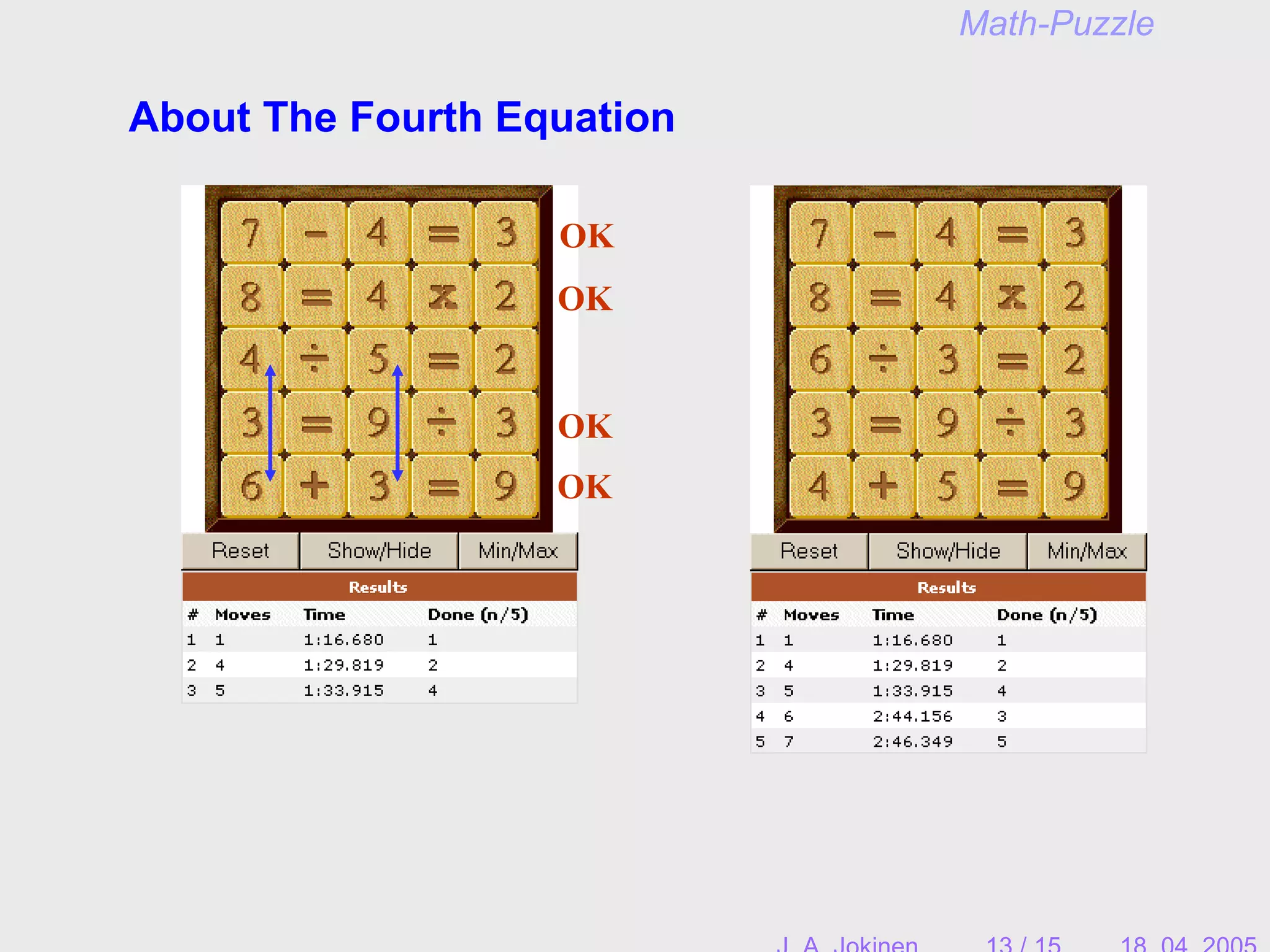 About The Fourth Equation
Math-Puzzle
OK
OK
OK
OK
 