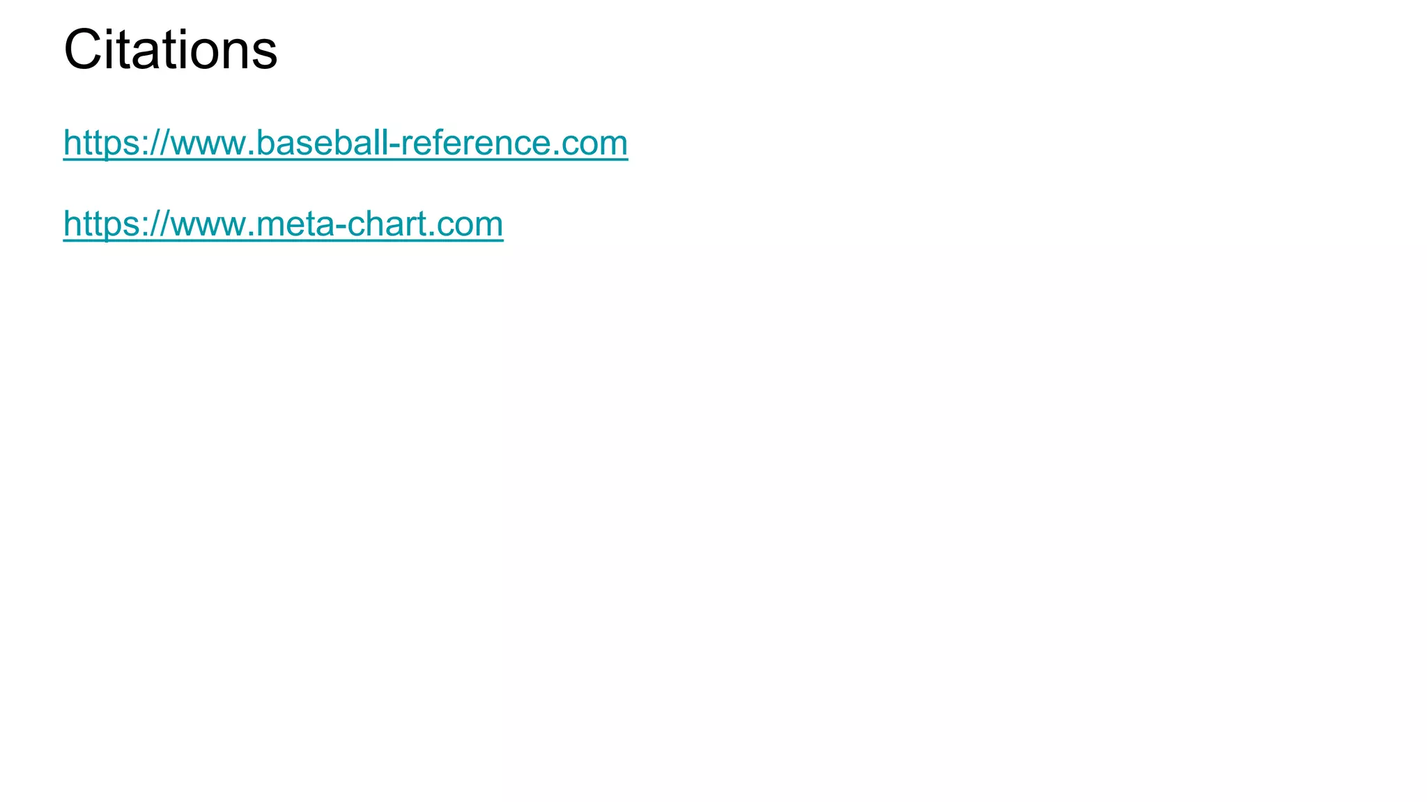Citations
https://www.baseball-reference.com
https://www.meta-chart.com
 