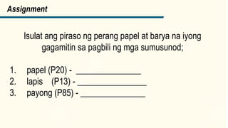 Barya Math Halaga ng perang barya ng Pilipinas Math | PPTX