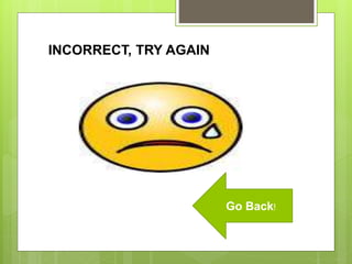 INCORRECT, TRY AGAIN
Go Back!