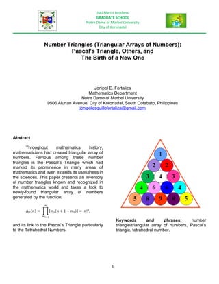 Number Triangles (Triangular Arrays of Numbers): Pascal's Triangle ...