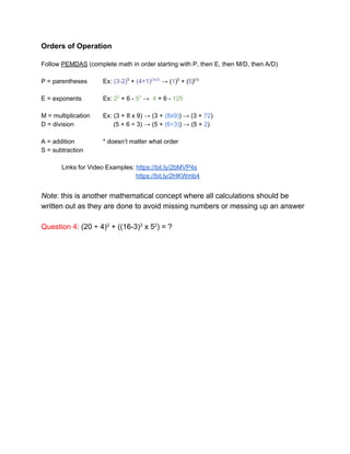Comprehensive Math Review Comprehensive Math Review for General Chemistry I Students | PDF