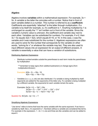 Comprehensive Math Review Comprehensive Math Review for General Chemistry I Students | PDF
