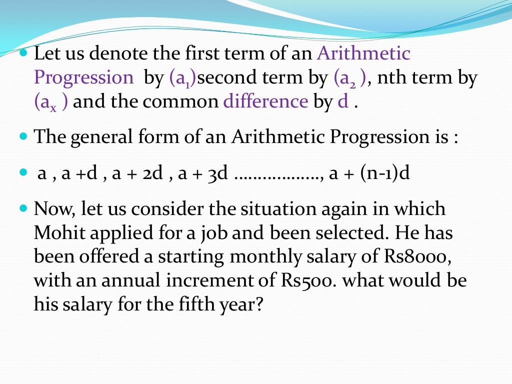 ARITHMETIC PROGRESSIONS