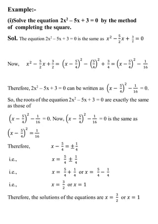 Maths Project Quadratic Equations