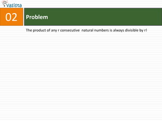 Problem02The product of any r consecutive  natural numbers is always divisible by r!