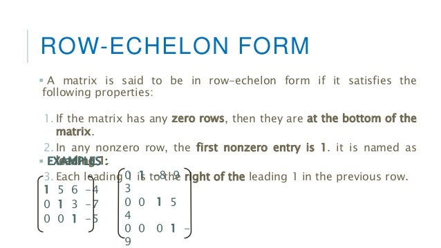 system of non linear equation linear algebra vector calculus echelon form matrix