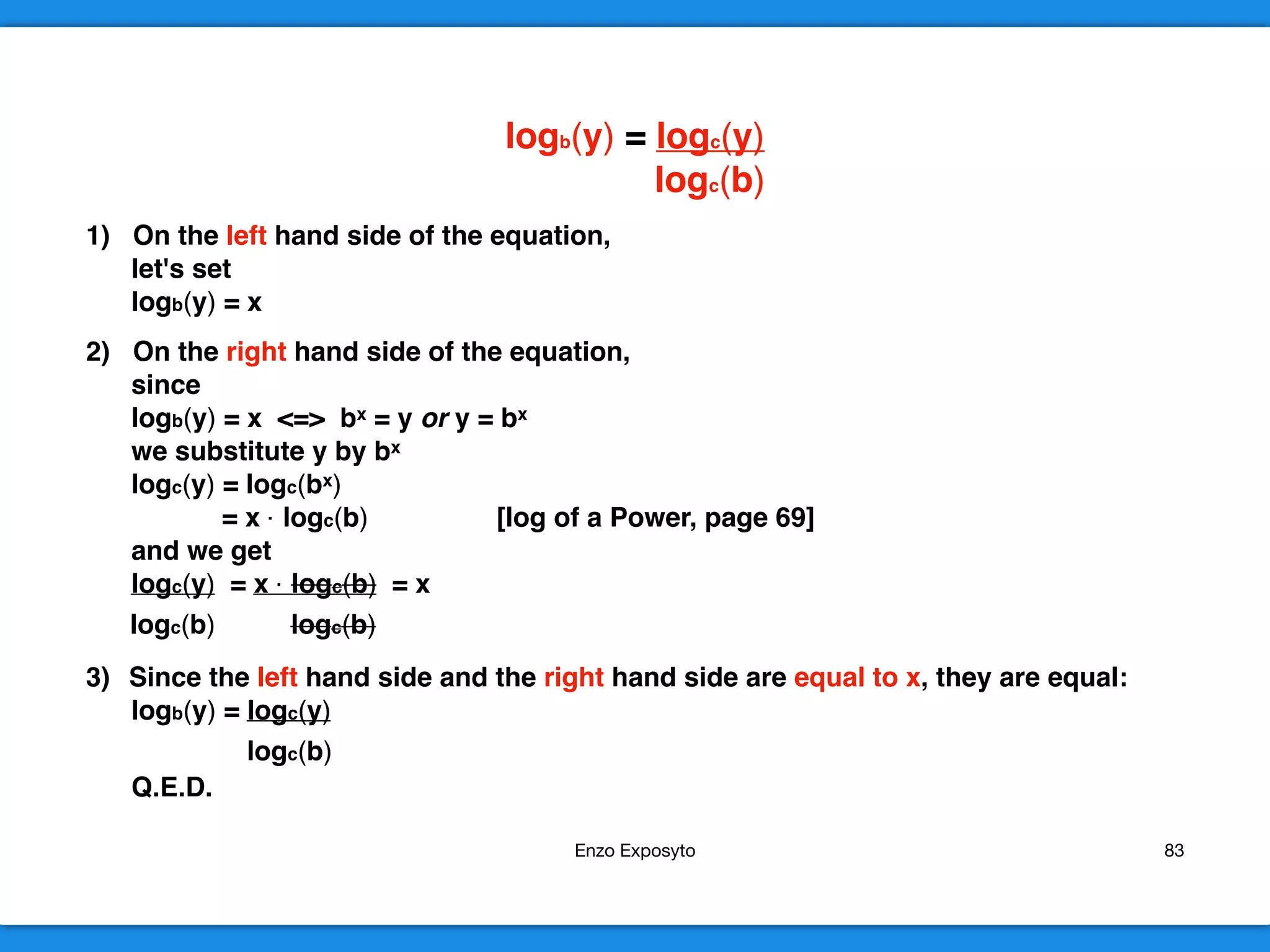 MATHS SYMBOLS - #8 - LOGARITHMS, CHANGE of BASE - PROOFS | PPT